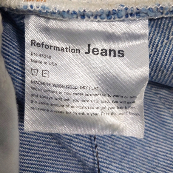 Reformation Cynthia Button Fly High Rise Straight Shasta Destroyed Jeans - Picture 13 of 14